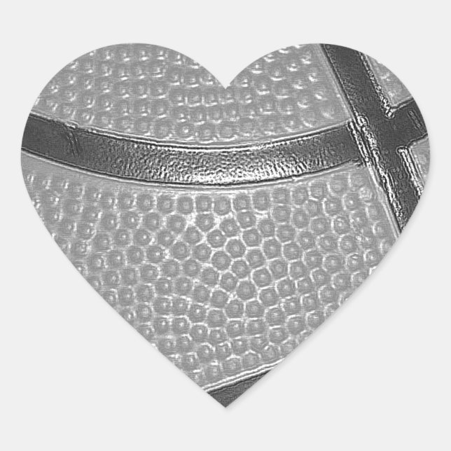 Sticker Cœur Basket-ball noir et blanc (Devant)