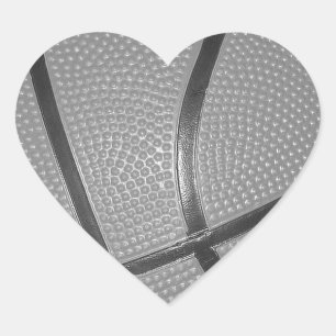Sticker Cœur Basket-ball noir et blanc
