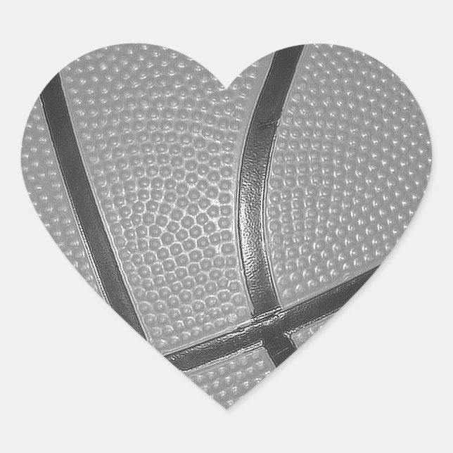 Sticker Cœur Basket-ball noir et blanc (Devant)