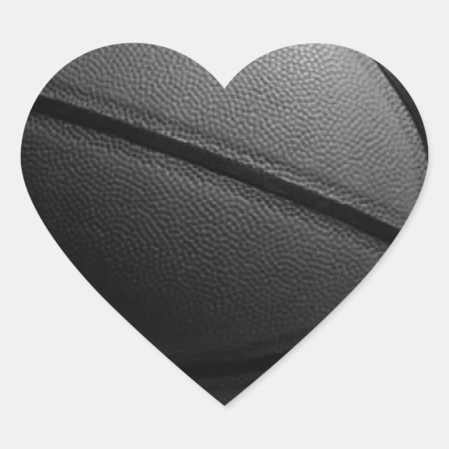 Sticker Cœur Basket-ball noir et blanc (Devant)