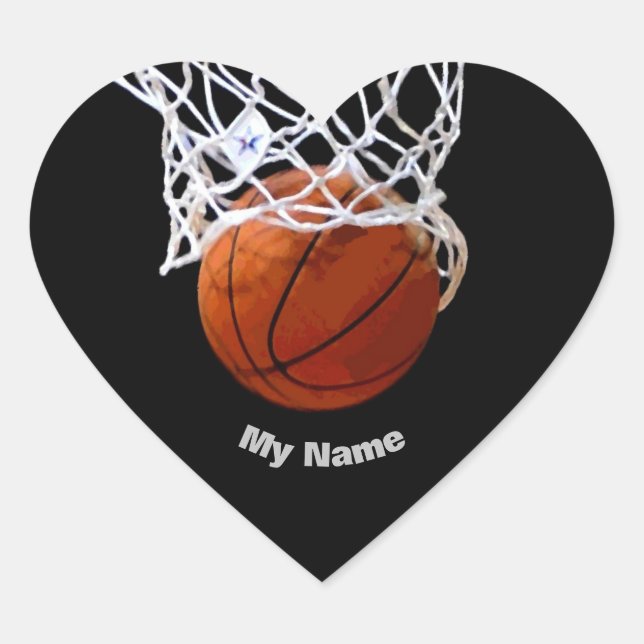 Sticker Cœur Basket-ball Votre nom (Devant)