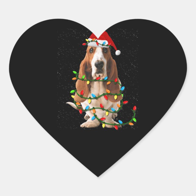 Sticker Cœur basset hound noël drôle basset hound chien amour (Devant)