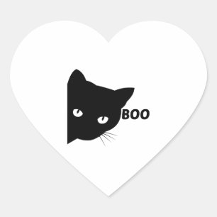 Sticker Cœur Bateau à chat noir Chats cadeaux Halloween
