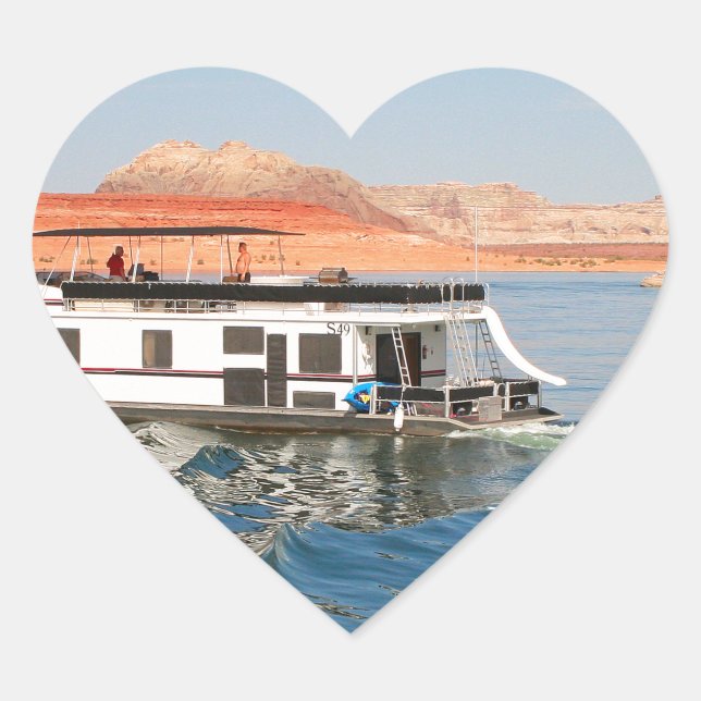 Sticker Cœur Bateau domestique faisant des vagues, Lac Powell,  (Devant)