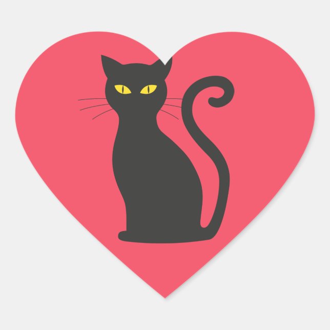 STICKER CŒUR BÂTIMENTS EN FORME DE COEUR EN CHAT NOIR (Devant)