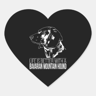 Sticker Cœur Bavarian Mountain Hound vie meilleur chien dire