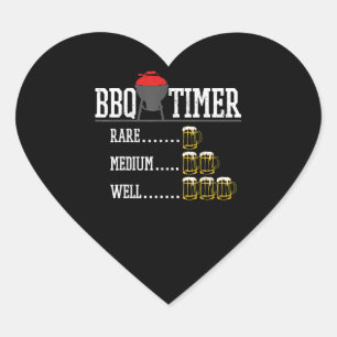 Sticker Cœur BBQ   BBQ Timer Funny Bière Steak Grill