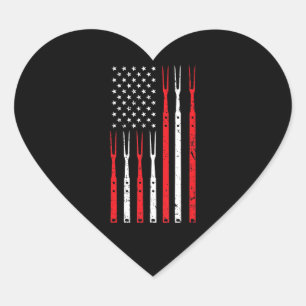 Sticker Cœur BBQ   Chemise Pour Hommes Papa Cadeau Patriotique 