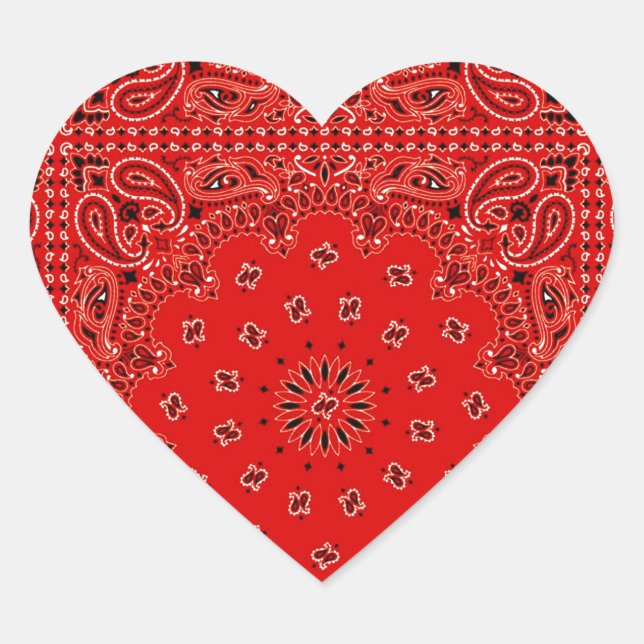 Sticker Cœur BBQ Red Paisley Western (Devant)
