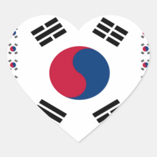 Sticker Cœur Beau Drapeau Diagonal Coréen : Un Art Infini