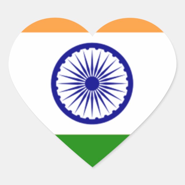 Sticker Cœur Beau drapeau indien "Tiranga" (Devant)