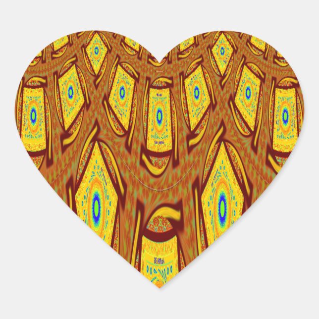 Sticker Cœur Beau Golden Brown Africain Tribal Imprimé vecteur (Devant)