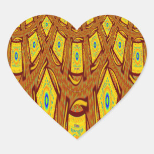 Sticker Cœur Beau Golden Brown Africain Tribal Imprimé vecteur