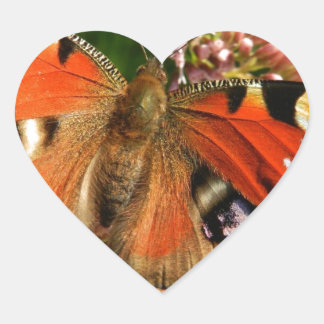 Sticker Cœur Beau papillon sur Fleurs