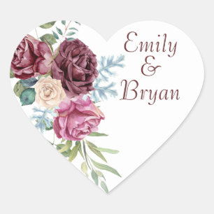 Sticker Cœur Beau Rose romantique Spray Mariage Merci