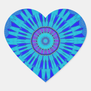 Sticker Cœur Beau Royal Blue Mandala Art Imprimer