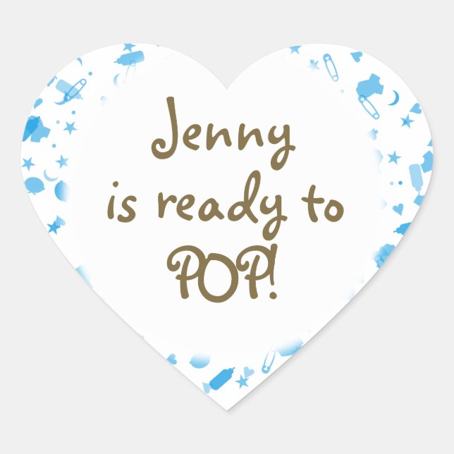 Sticker Cœur Bébé bleu Confetti Baby shower Favoriser (Devant)