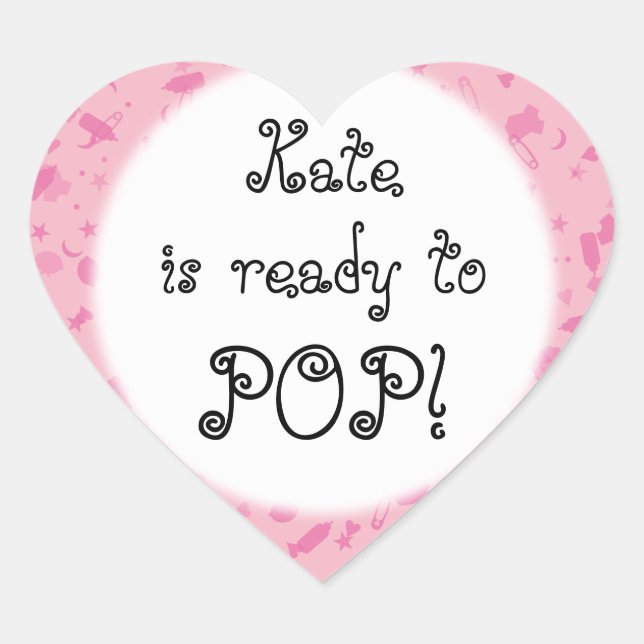 Sticker Cœur Bébé Confetti rose prêt à POP! Baby shower (Devant)
