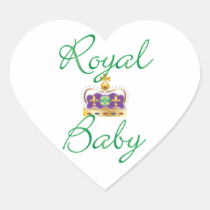 Sticker Cœur Bébé royal avec pourpre et couronne or