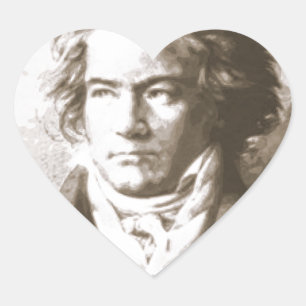 Sticker Cœur Beethoven À Sepia