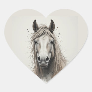 Sticker Cœur Belle Art Animalier Cheval Islandais