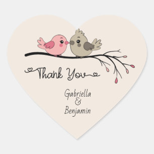 Sticker Cœur Belle Cartoon Lovebirds Saint Valentin Merci