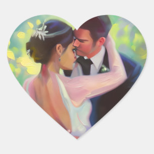 Sticker Cœur Belle mariée et Mariage de chambre