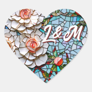 Sticker Cœur Belle mosaïque vitrail et carrelage 