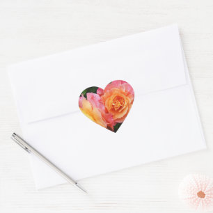 Sticker Cœur Belle photo rose rose et orange