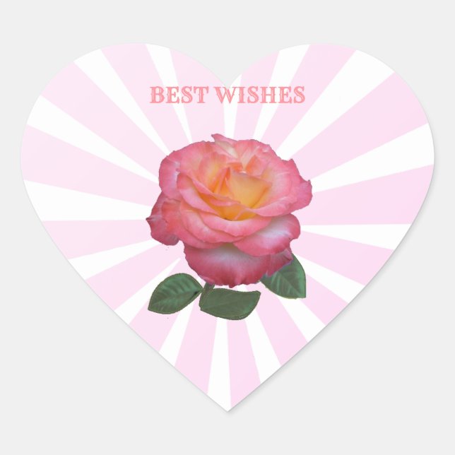 Sticker Cœur Belle rose rose rose (Devant)