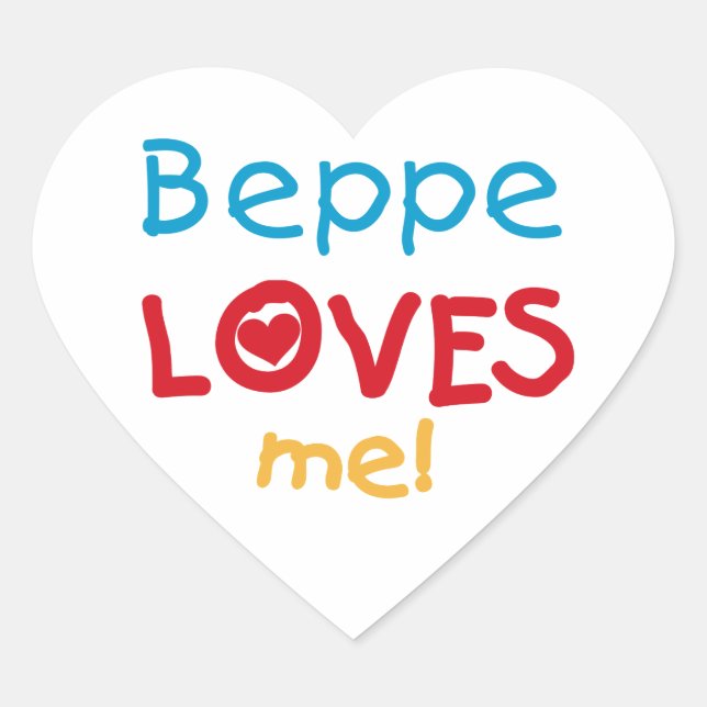 Sticker Cœur Beppe aime mes t-shirts et cadeaux (Devant)