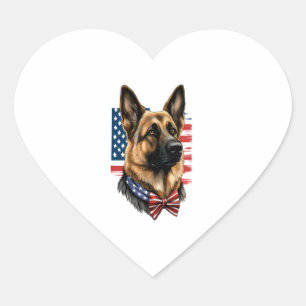 Sticker Cœur Berger allemand avec drapeau américain