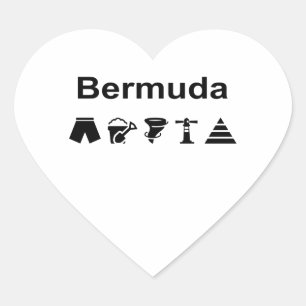 Sticker Cœur Bermudes Icônes Monotone Couleur claire