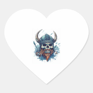 Sticker Cœur Berserker crâne viking