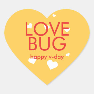 Sticker Cœur Bestiole d'amour Saint Valentin coeur jaune rouge