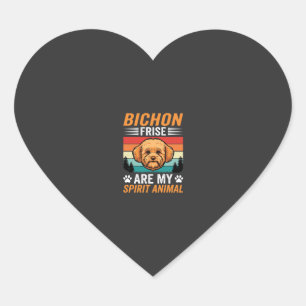Sticker Cœur Bichon Frise Animal Spirituel Chien Rétro