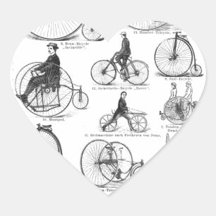 Sticker Cœur Bicyclette à grande roue Penny Farthing