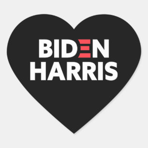 Sticker Cœur Biden / Harris Campagne électorale noir et blanc