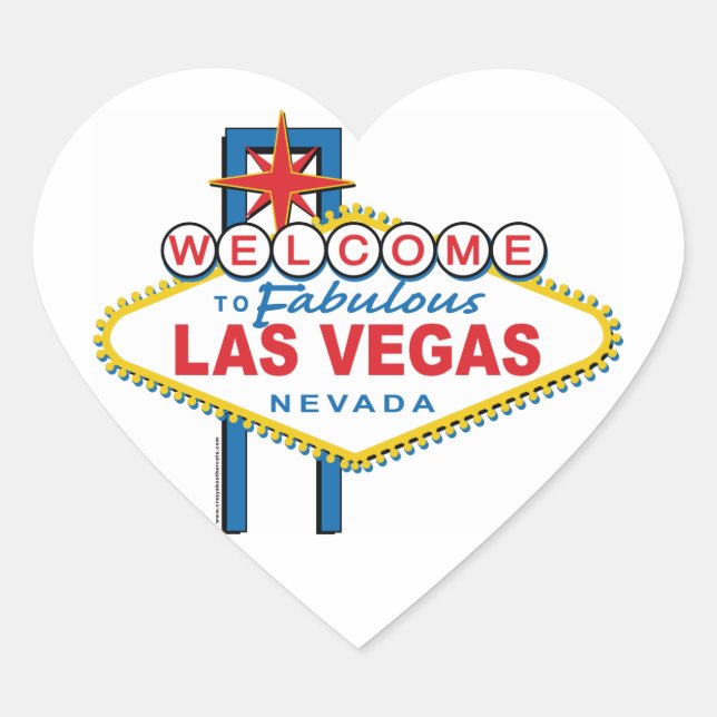 Sticker Cœur Bienvenue à Las Vegas Retro (Devant)