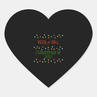 Sticker Cœur Bière Et BBQ Noël En Juillet Cadeau