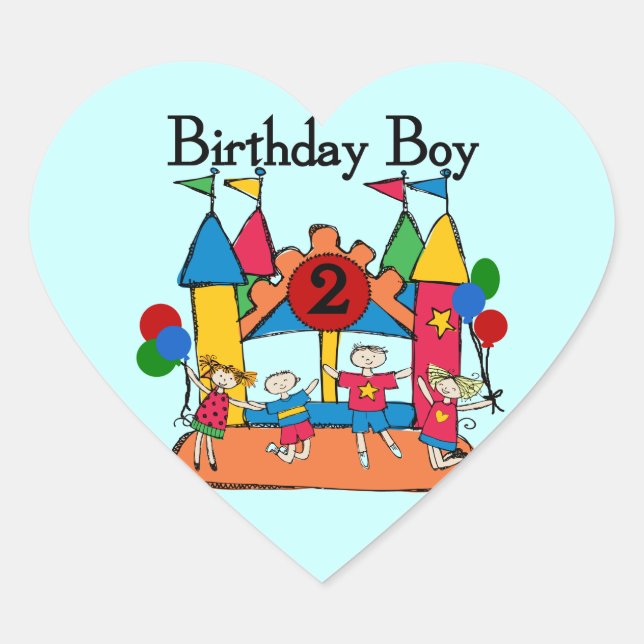 Sticker Cœur Big Bounce Boy 2nd Birthday Tshirts et cadeaux (Devant)