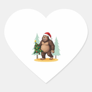 Sticker Cœur Bigfoot Arbre de Noël Santa Hat (5)