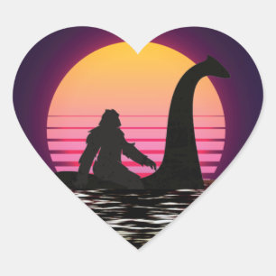 Sticker Cœur Bigfoot Rétro Riding Le Loch Ness