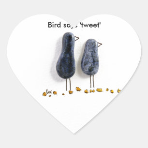 Sticker Cœur Bird dit 'tweet' mignon couple en céramique bleue