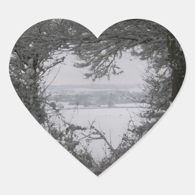 Sticker Cœur Black and White Love Snow Heart Photo Noël (Devant)