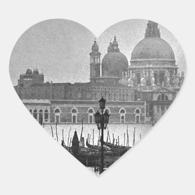 Sticker Cœur Black Blanc Grand Canal Venise Italie Voyage (Devant)