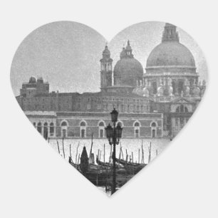 Sticker Cœur Black Blanc Grand Canal Venise Italie Voyage