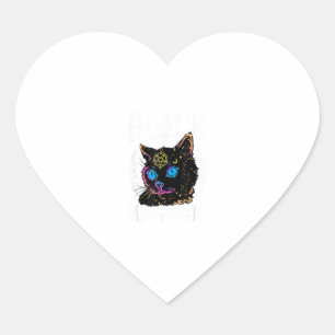 Sticker Cœur Black Cat Meowgic, Halloween Witch, Witchcraft Pen