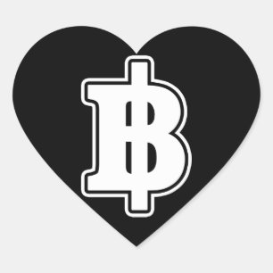 Sticker Cœur Black Heart BAHT SIGNER ฿ Thai Money Devise ฿