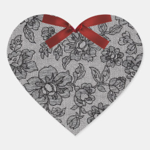 Sticker Cœur Black Lace 1 et Red Satin
